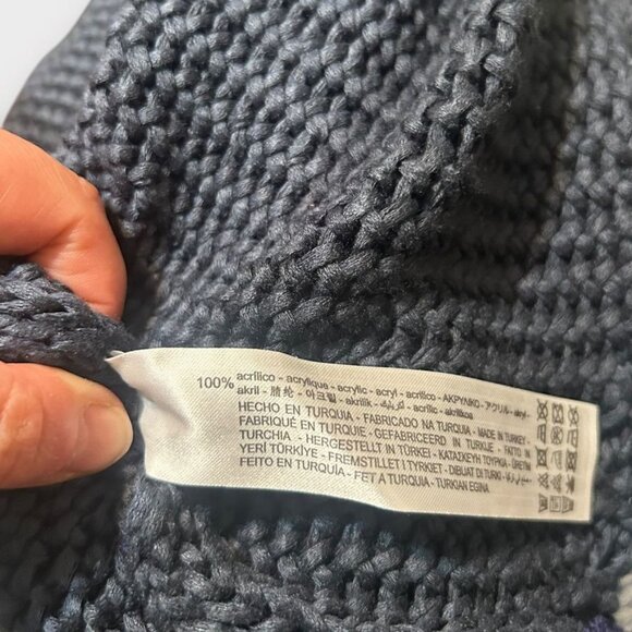 NWT Zara Knit Crochet Midi Dress M Color Block Cream Blue Bow NEW V Neck Bow - Picture 10 of 10